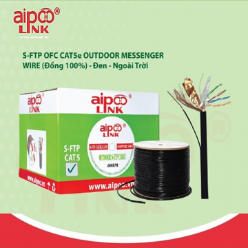 Cáp ngoài trời AiPoo Link S-FTP OFC CAT5e outdoor messenger wire đồng 100% - 305M
