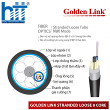 Cáp quang luồn ống Golden Link đa mốt OM2 (50/125), 8 lõi