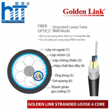 Cáp quang luồn ống Golden Link đơn mốt OS2 (9/125), 4 lõi